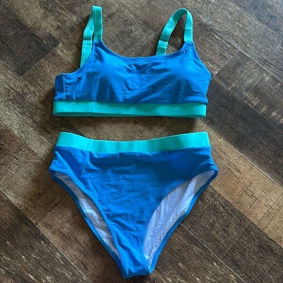 ZINPRETTY Women High Waisted Bikini Sets Color Block Swimsuits 2 Piece - Picture 7 of 9